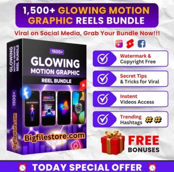 1500+ Glowing Motion Graphic reels Bundle
